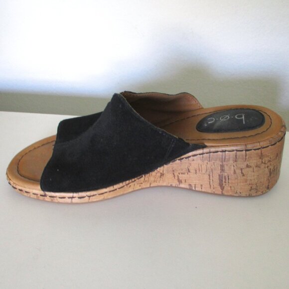 Born b.o.c Womens Black Leather Slide w/2" Wedge Heel - Size 7M - Picture 5 of 8